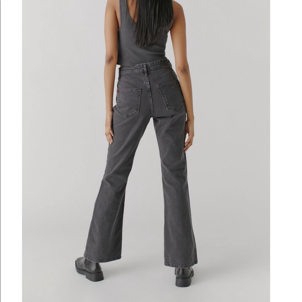 NWT UO BDG High-Waisted Comfort Stretch Distressed Flare Jeans - Washed Black